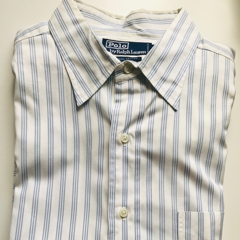 Polo by Ralph Lauren Men’s Pinstriped Dress Shirt.